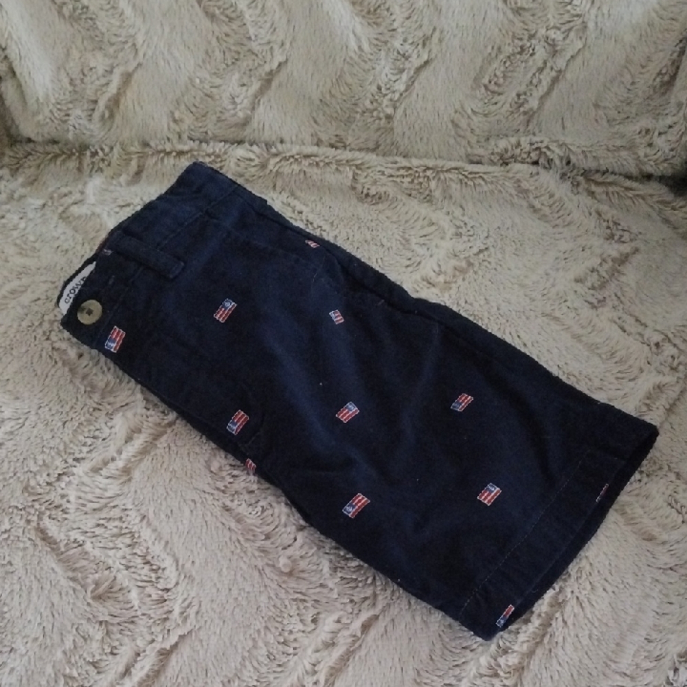 Navy Shorts with Flag Pattern